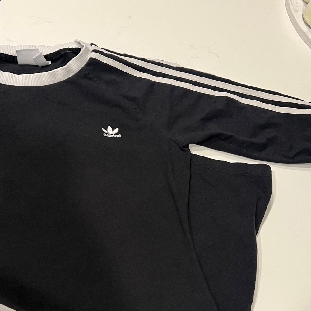 Adidas Black and White Crewneck Top